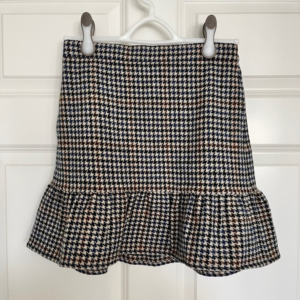 J Crew Houndstooth Flounce Mini Skirt